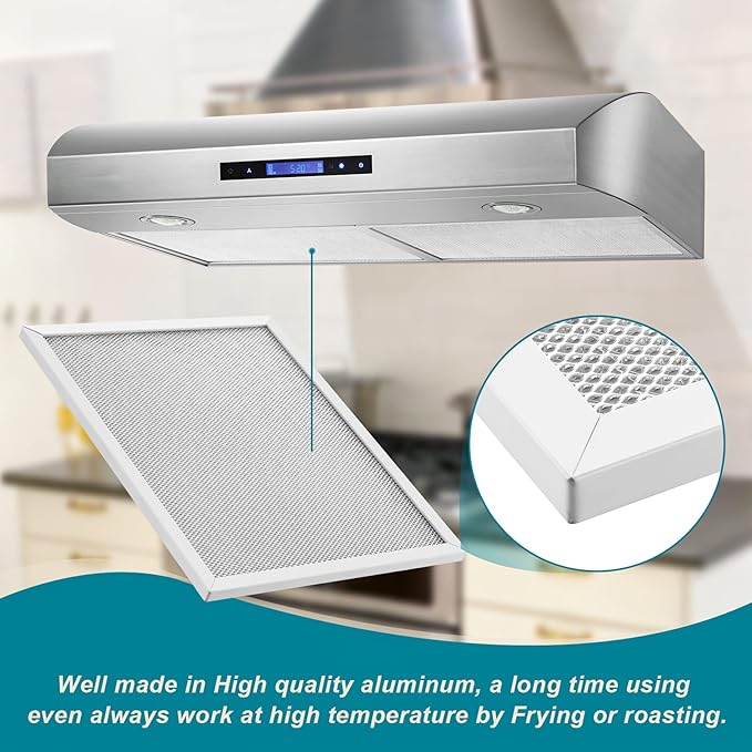Fietrexa BPS1FA30 Range Hood Filter Aluminum Grease Filter 11-3/4 x 14-1/4" x 3/8" Replacement for Broan QS1 30" and Nutone Allure 30" WS1 Pack of 2