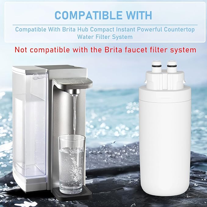 Water Replacement Filter, Compatible with Brita Hub Instant Powerful Countertop Water Filter Device, Model Number CT01, Lasts 6 Months or 120 Gallons, Includes 2 Filters