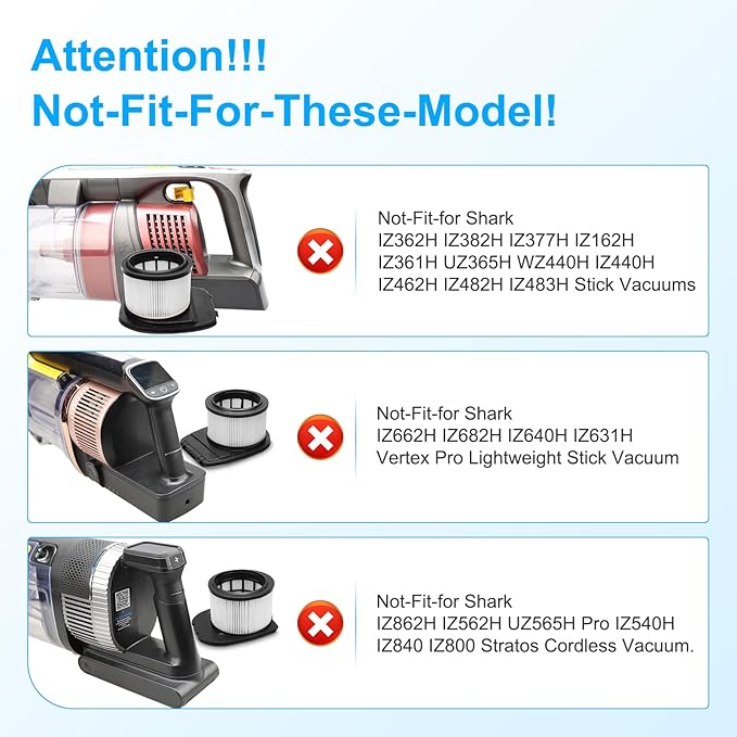 IX141 Filters Fit for Shark IX141 IX140 IZ140 IX142 IZ140C IZ142 UZ145 IZ141C IX141H WZ140 Stick Vacuum, Replace Part 616FJ140 & 617FJ140, 2 Pack HEPA Filter 6 Pack Foam & Felt Filter Kit