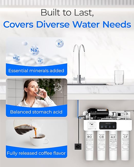 Waterdrop 𝐓𝟒-𝐑𝐂𝐀 Filter, Replacement for Waterdrop 𝐓𝟒-𝐀 Reverse Osmosis System (𝐂𝐅*𝟐 + 𝐂𝐁*𝟏 + 𝐀𝐋𝐊*𝟏), 1-Year Combo