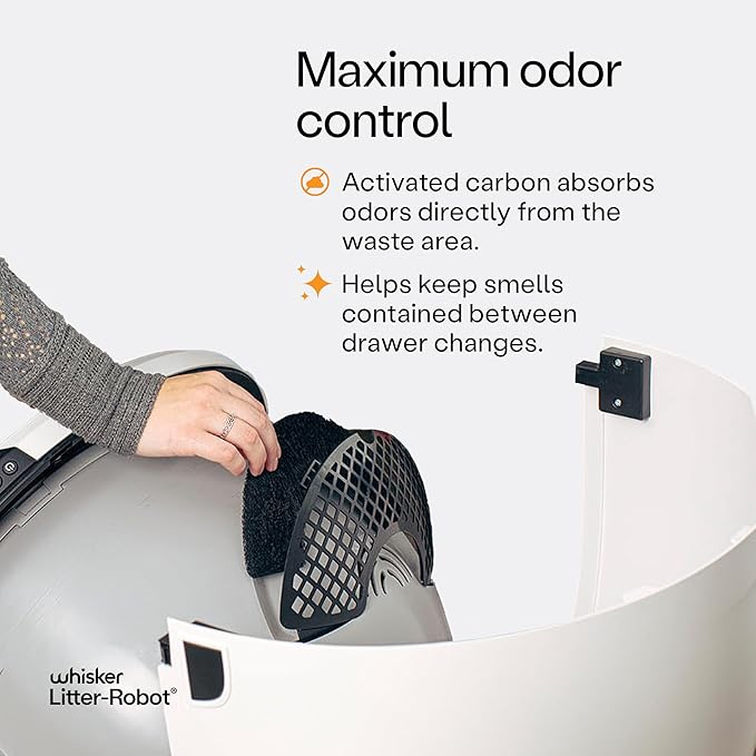 Whisker Litter-Robot 4 Carbon Filters, 6 Pack, Custom Fit Carbon Filter for Litter-Robot 4, Absorbs Odors & Controls Moisture