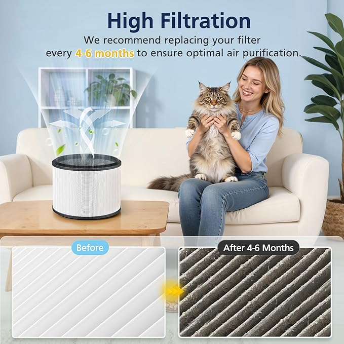 2-Pack HP01 HP02 HEPA Filter Compatible with Dyson Pure Hot Cool Link HP01 HP02 & Dyson Pure Cool Link desk fan DP01 DP02, Compare to Part # 968125-03, Pet Care Filter
