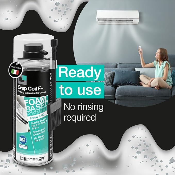 ERRECOM Evap Coil F+, 13.6 fl oz, Air Conditioner Foam Cleaner, NSF Certified (K4), 400 mL Aerosol Can