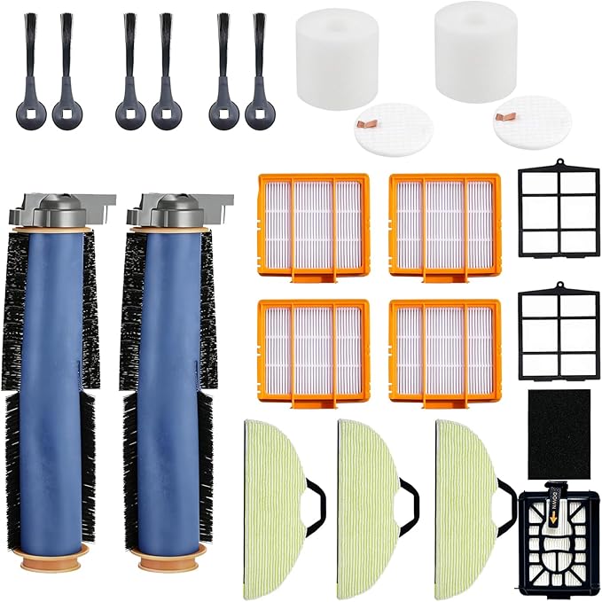 Replacement Parts Accessories for Shark AV2610WA RV2610WA RV2410WD Matrix Plus 2- in-1,2 Main Brush,4 Filters,3 Mop Pads,6 Side Brushes,2 Pre Filter,&1 Pre-Motor 2 Foam Filter