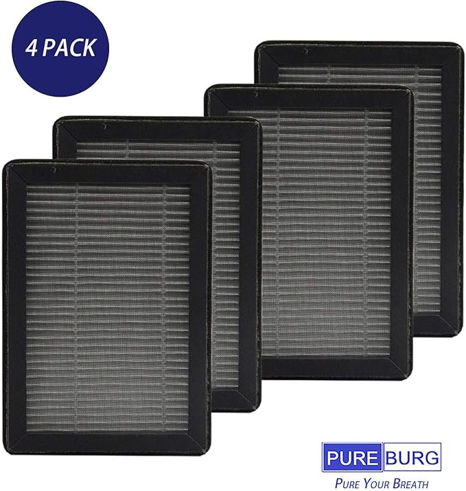 PUREBURG Replacement Filter Compatible with VALKIA PU-P02 Air Purifier, 4 Pack H13 True HEPA Activated Carbon 2-in-1 Air Clean Dust VOCs 4-Stage Filtration