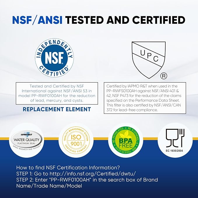 PUREPLUS NSF/ANSI 401, 53, 42 & NSF P473 Certified Replacement for LG LT500P, ADQ72910901, GEN11042FR-08, Kenmore 9890, 469890, HDX FML-1, ADQ72910907 Refrigerator Water Filter, 3Pack