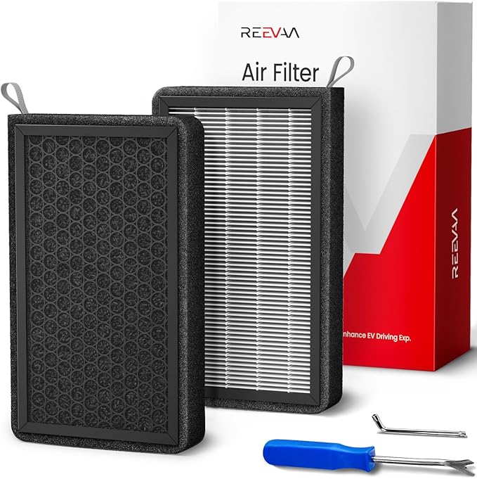 REEVAA 2026 Tesla Model Y Cabin Air Filter [OEM Airflow], Medical-Grade HEPA 14 Filter Replacement with Premium Activated Carbon for Model Y 2020-2026, with Installation Tools & Guide, 2 Pack