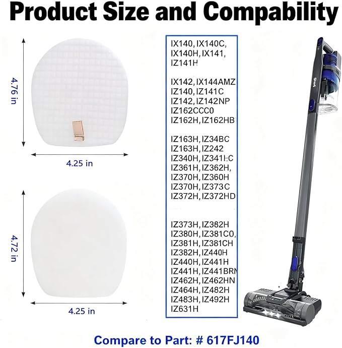 IX140 IX141 Vacuum Filters Replacement for Shark IZ140 IZ142 IZ162H IZ163H IZ362H IZ377H Rocket Pro Cordless Stick Vacuums. Improve Suction/Washable/Reusable Filters Perfect for Pet Hair, Dirt, Dust