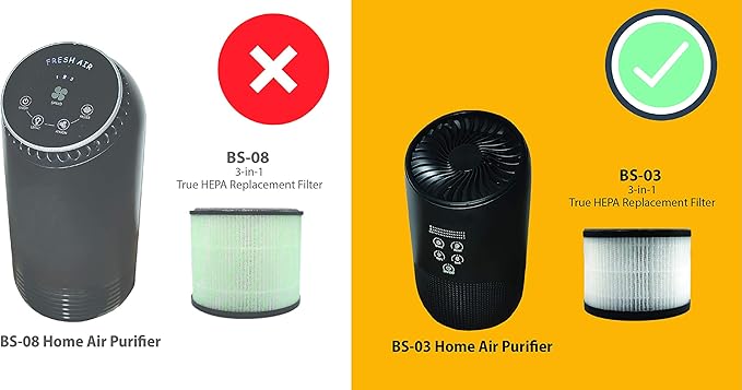 Flintar BS-03 Replacement Filter, Compatible with PARTU and SLEVOO BS-03 HEPA Air Purifier, 2-Pack