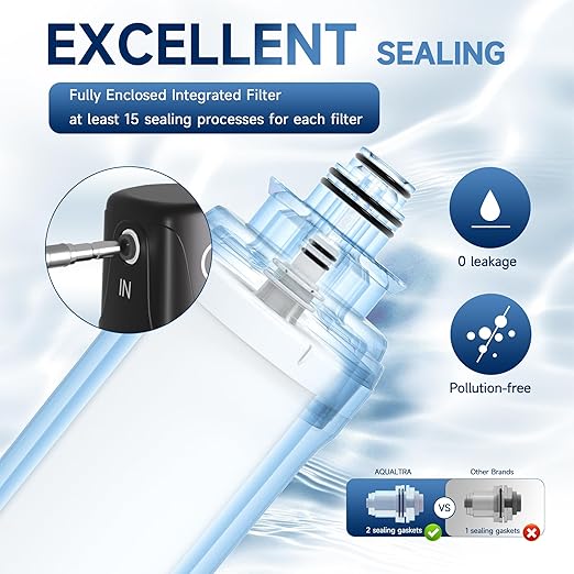 AQUALTRA USF02-BK Under Sink Water Filter System, 20K Gallons, NSF/ANSI/CAN 372 Certified, 0.5 μm Carbon Fiber Filter Reduces PFAS (PFOA/PFOS), Chlorine, Lead, Chloramine, Fluoride, Bad Taste & Odor