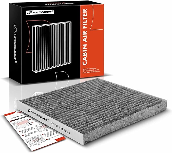 A-Premium Cabin Air Filter with Activated Carbon Compatible with Nissan NV200 2017 2018 2019 2020 2021, Versa 2014 2015 2016 2017 2018 2019, Behind Glove Box