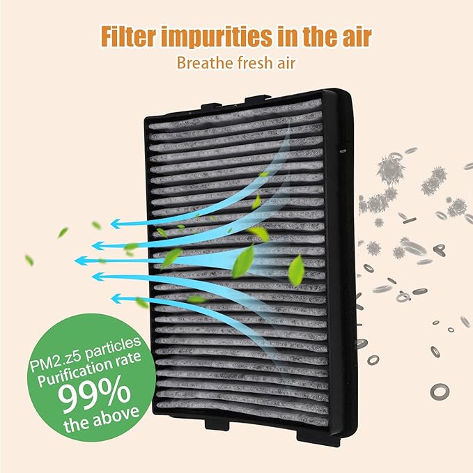 Air & Cabin Filter Cabin Air Filter with Activated Carbon Compatible with Selet 1997-2003 BMW E39 525I 528I 530I 540I M5-CABIN0023 (64110008138)