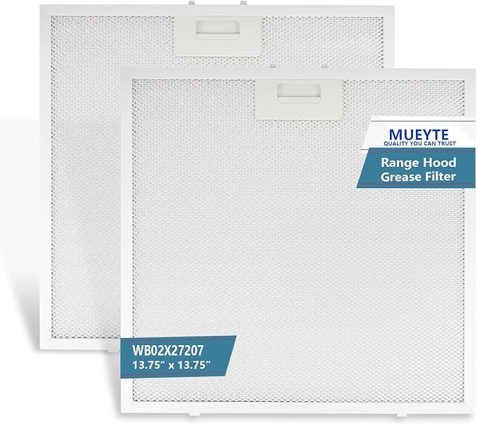 WB02X27207 Range Hood Grease Filter Vent Hood Aluminum Mesh Filter Compatible with GE JVX5300BJ1TS JVX5300DJ1WW JVX5300DJ1BB 13.75"x13.75" Replace 4463981 AP6039217 PS11771771 EAP11771771 2 Pack