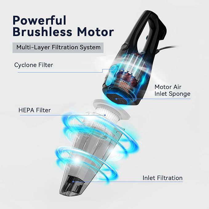 Corded Vacuum Cleaner, 4-in-1 Vacuum Cleaners for Home 15Kpa Power Suction Lightweight Corded Stick Vacuum with HEPA Filter Converts to Small Handheld Vacuum for Home, Pet Hair, Carpet, Hard Floors