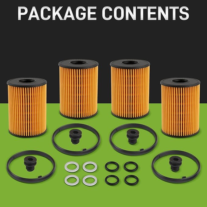 26350-2S000 Oil Filter with Seals Compatible with Hyundai Santa Cruz 2.5L 2020-2022 Compatible with Kia Sorento 2.5L Engine 2021-2022 Pack of 4