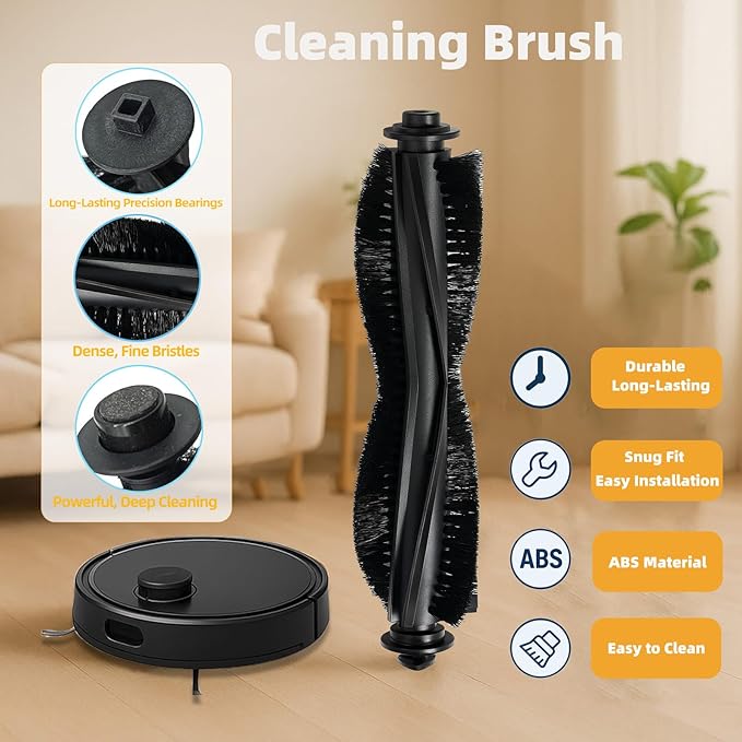 Replacement Parts Kit Compatible with iHome AutoVac Nova S1 Pro Robot Vacuum Cleaner Accessories iHRVS1PRO-3BLK, 1 Main Roller Brush, 6 Side Brushes, 6 Hepa Filters, 6 Dust Bags