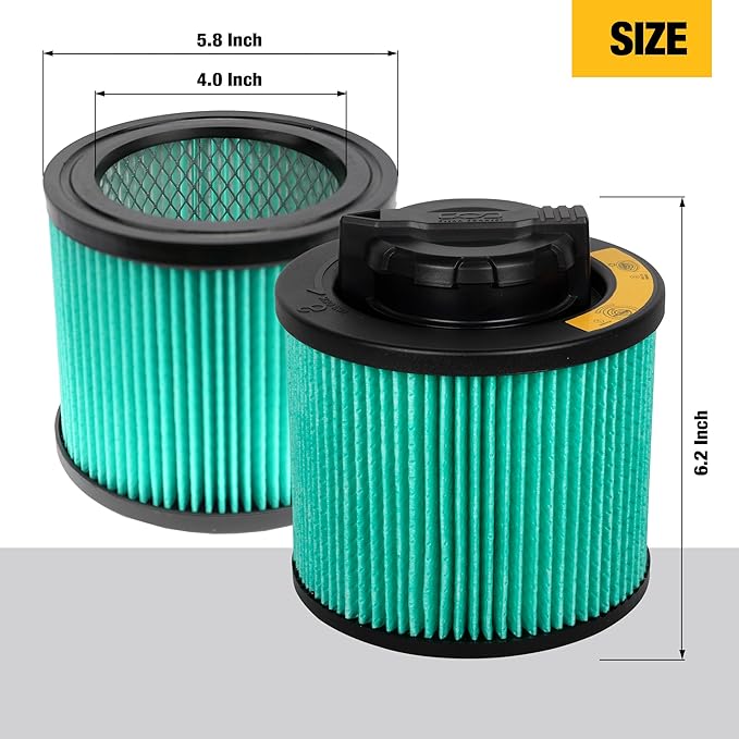 DEWALT HEPA Vacuum Filter Replacement DXVC4003, Fit for Most 4-5 Gallon Wet Dry Vacuum Cleaner, Cartridge Filter Compatible with DXV04T, DXV05P, DXV05S, DXV08S, DXV06G,DW4GAL,DXV15T