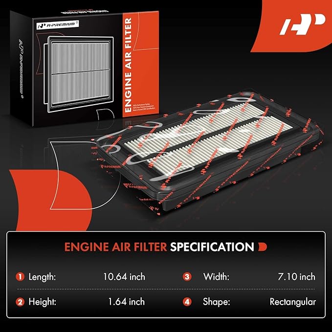 A-Premium Engine Air Filter Compatible with Mazda Vehicles - 3 (2012-2018), 3 Sport (2012-2018), 6 (2014-2021), CX-5 (2013-2023) - L4 2.0L 2.5L - Naturally Aspirated Only