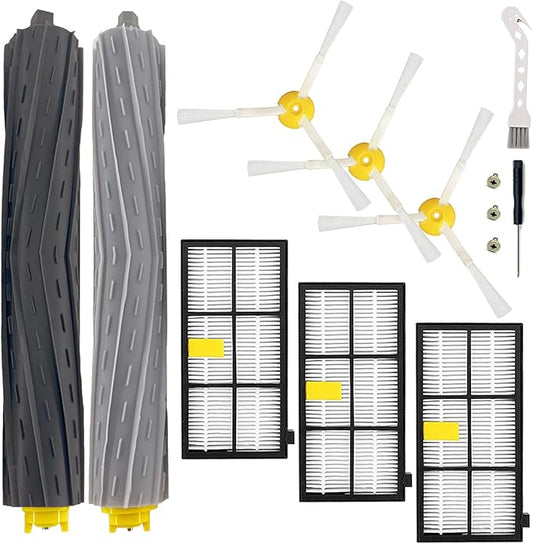 Replacement Roomba 800 900 Series Replacement Parts Compatible with irobot Roomba 805 960 860 861 866 870 880 890 900 960 980 981 985 Robot Vacuum 1 Debris Extractor 3 Filters 3 Side Brushes & 3Screws