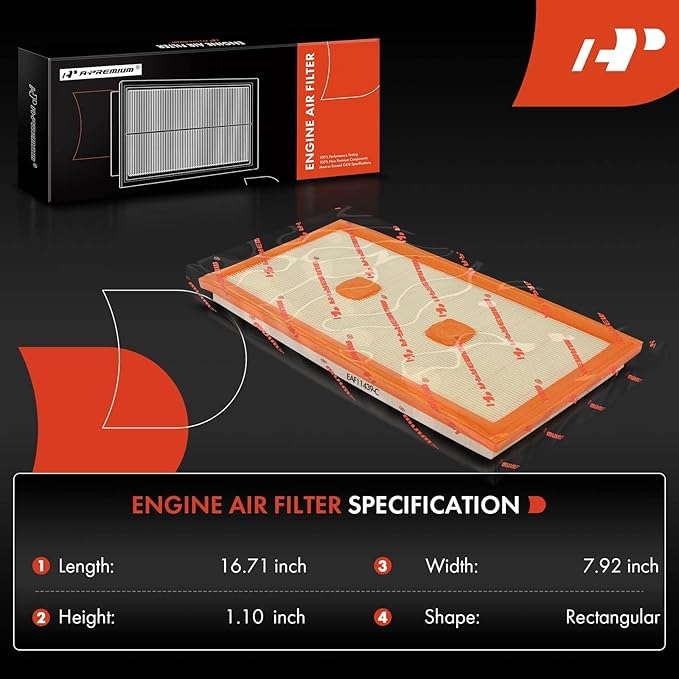 A-Premium Engine Air Filter Compatible with Mercedes-Benz W204 W212 C300, C350, E300, E350, E400, GLE350, GLK350, ML350, R350, 2012-2018, Flexible Panel, Replace# 2760940004