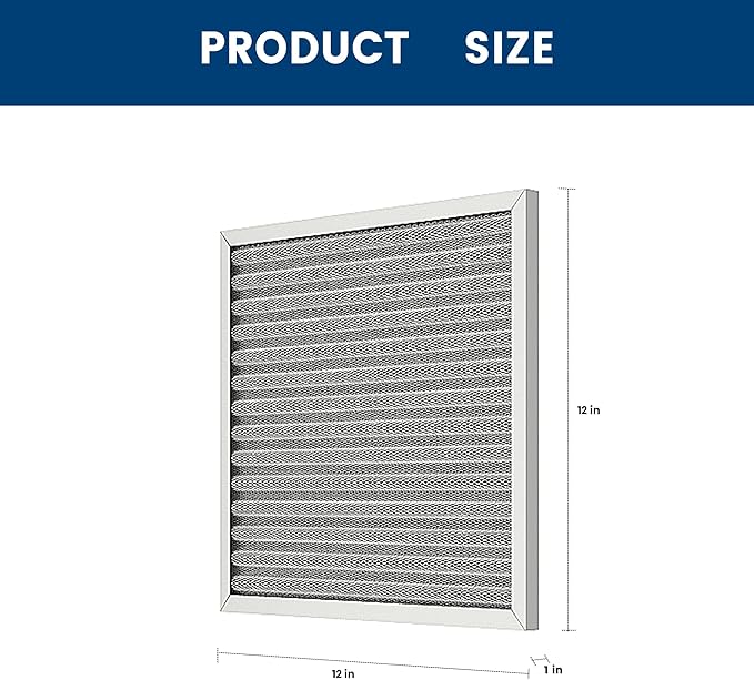 12x12x1 HVAC Furnace Air Filter, Lasts a Lifetime, Washable, the Last HVAC Filter You Will Ever Buy, Healthier Home or Office, Merv 8(Actual Size:11.69x11.69x0.82 Inch)
