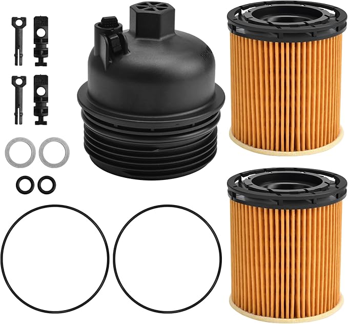 Engine Oil Filter Housing Cover Cap Assembly Kit Compatible with 2020-23 Sonata Venue Rio 2021-23 Elantra Santa Fe K5 Sorento 2022-23 Kona Tucson 2023 Sportag 2020-22 Accent Part Number 26315-2M000