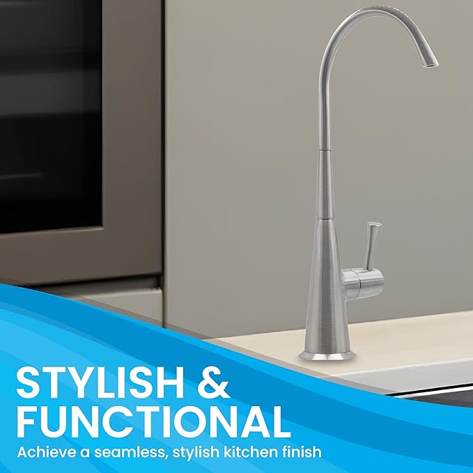Metpure Non-airgap Brass RO Faucet Reverse Osmosis Drinking Water Filtration System Water Dispenser Spout. Contemporary Style. Include Wrench and Faucet Adapters. Brushed Nickel.