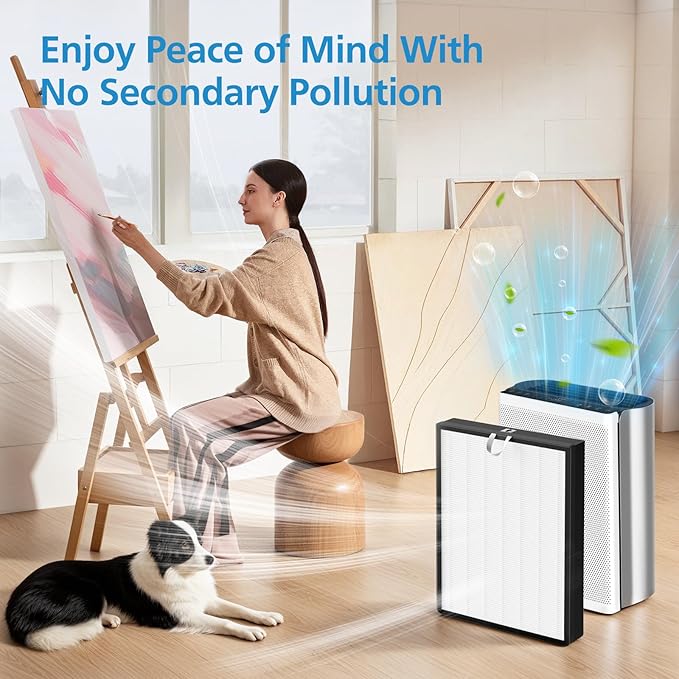 EverestAir Replacement Filter Compatible with Levoit EverestAir-P Air Purifier, 3-In-1 HEAP with Activated Carbon Filter for Home Large Room, 2 Pack