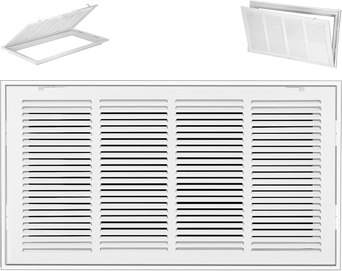 Fancat Return Air Filter Grille for 24x12 Ducts, Steel Vent Cover Grille with Removable Door for 1“ Filters | Suitable for Sidewall & Ceiling | White Coating | Outer Size: 26 5/8" W x 14 5/8" H