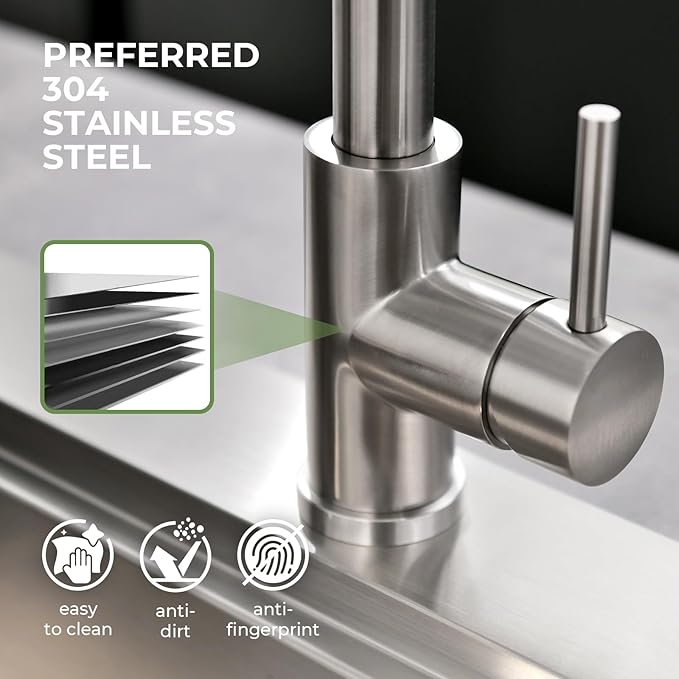 Touchless Kitchen Faucet, VFAUOSIT Kitchen Sink Faucet with Pull Down Sprayer Brushed Nickel Motion Sensor Smart Hands-Free, Stainless Steel Single Hole Faucet for Bar Laundry RV Bathroom Sink