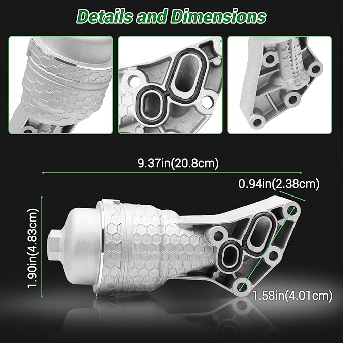 Leak-Proof Aluminum Oil Filter Housing Kit - Perfect Fit Upgrade for Hyundai/Kia/Genesis! Stops Leaks for Life, Quick Install. Fits Palisade/Sorento/Telluride etc. (Part#26300-3LAA0) Now!