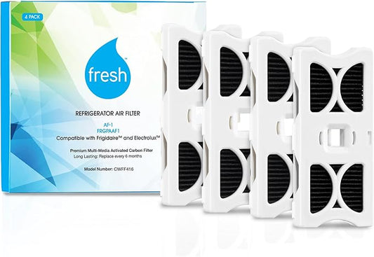 FRESH AF-1 Refrigerator Air Filter Replacement for Frigidaire - Compatible with Models: AF-1, FRGPAAF1, RAF-1 - Advanced Carbon Filter Technology - (4 Pack) Air filter by MIST