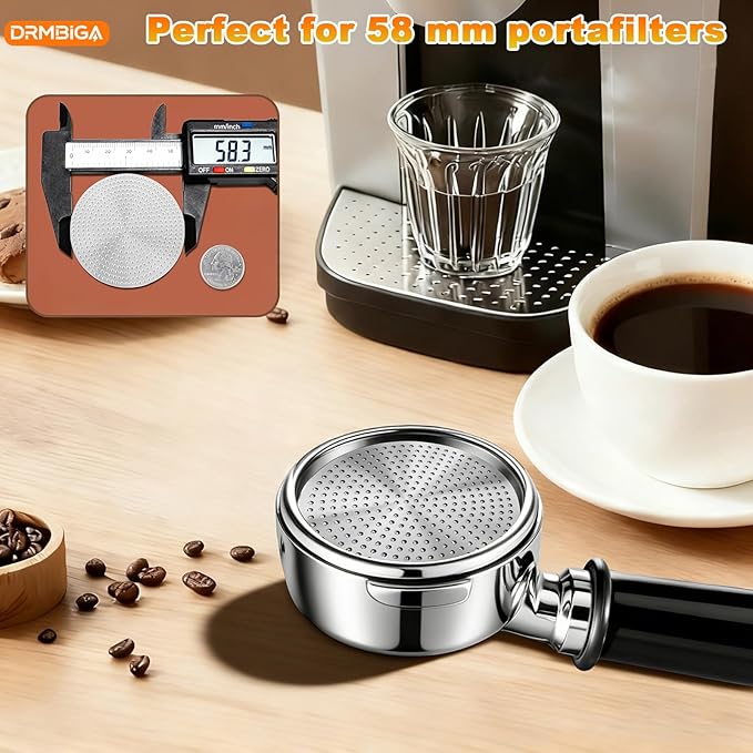58.3mm Espresso Puck Screen 2 Pack – Professional Premium 3rd Gen Dual-Layer Flow Control Coffee Filter, Precision-Engineered Stainless Steel Portafilter Screen for Perfect 58mm Basket Fit