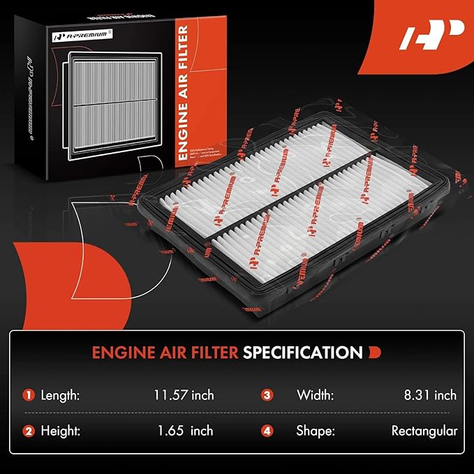 A-Premium Engine Air Filter Compatible with Hyundai Santa Fe 2019-2020, Palisade, Santa Fe Sport & Kia Sedona 2015-2021, Sorento 2016-2020, Telluride 2020-2023, Rigid Panel, Replace# 28113A9100
