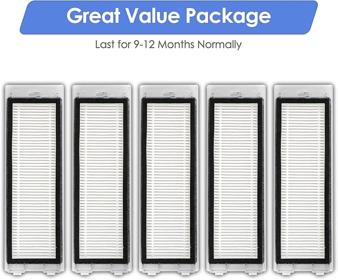 (5 Pack) Q Revo Replacement HEPA Filter Compatible With Roborock Q Revo Robot Vacuum, Filters Accessories Kit, 5 Filters