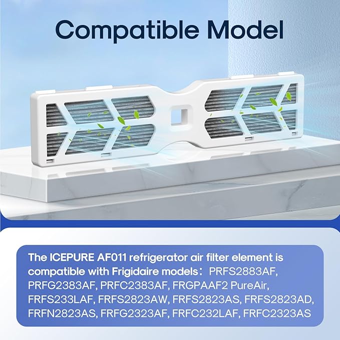 ICEPURE AF-2 Replacement For Frigidaire Refrigerator Air Filter, Compatible with RAF-2, FRGPAAF2, FRFS282LAF, PRFS2883AF, FRFS2823AW, FRFS2823AS, GRMG2272BF, 4 PACK