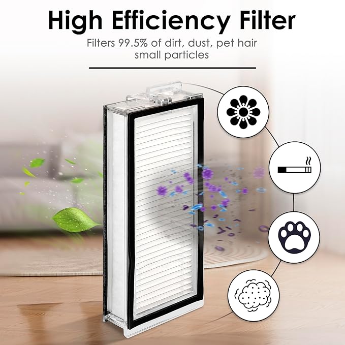 (4 Pack) Q5 Max+ Replacement HEPA Filters Compatible With Roborock Q5 Max+, Q5 Pro, Q5 Pro+, Q8 Max, Q8 Max+, Q7, Q7+, Q7 Max, Q7 Max+, Q5 Duoroller+ Robot Vacuum Cleaner, Replacement Parts Filters