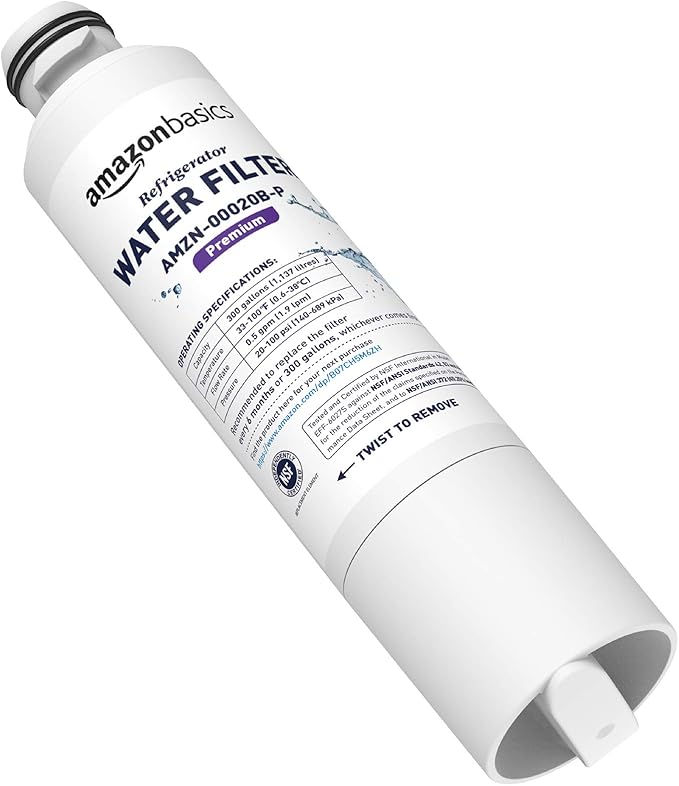Amazon Basics Replacement Samsung DA29-00020B Refrigerator Water Filter Cartridge, NSF Certified, Reduces Contaminants, 3-Pack