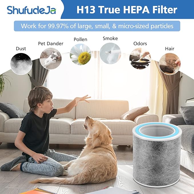 2 Pack HP102 Replacement Filter Compatible with Shark HP102, HP152, HP153, HP102PET, HC452, HP132, HC450, HC451, HC455 Air Puri-fier, True HEPA for 99.97% of Particles, Part #HE1FKPET, HE1FKBAS