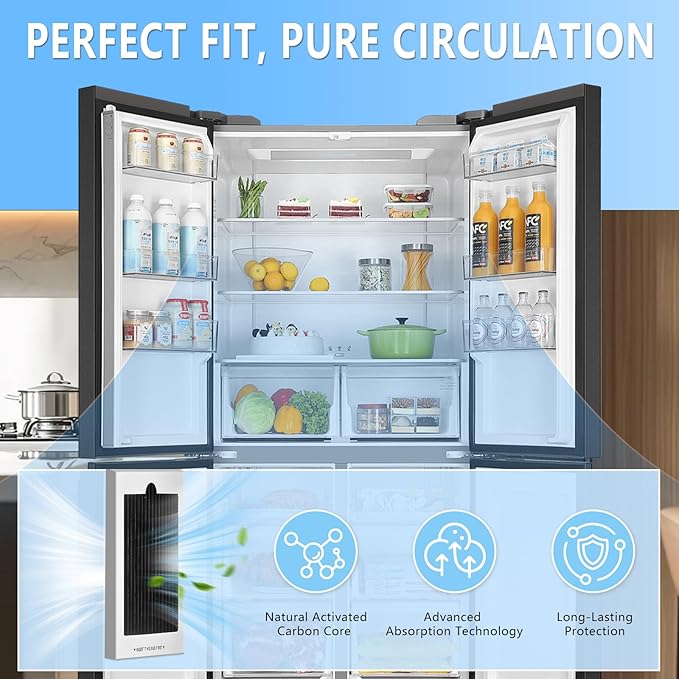Refrigerator Air Filter Replacement 4 Pack, Carbon Activated Filter Compatible with Frigidaire & Electrolux, Pure Air Ultra, EAFCBF, PAULTRA, RAF1150, 242047804, 242047801, 242061001
