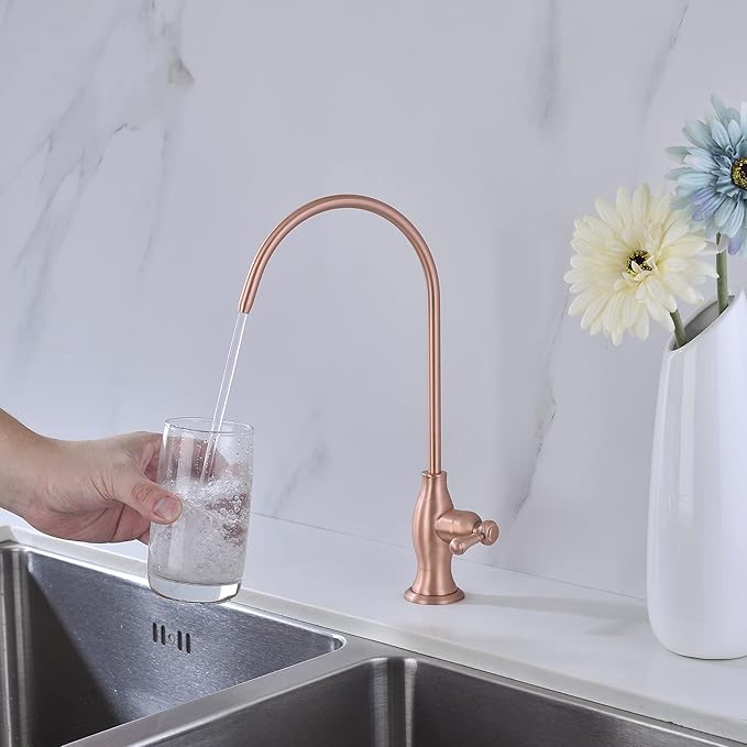 Delle Rosa Drinking Water Faucet in Copper Finish, Retro Stainless Steel Kitchen Water Filter Faucet, Commercial Water Filtration Faucet for Under Sink Water Filter System,Copper Finish,Non-Air Gap
