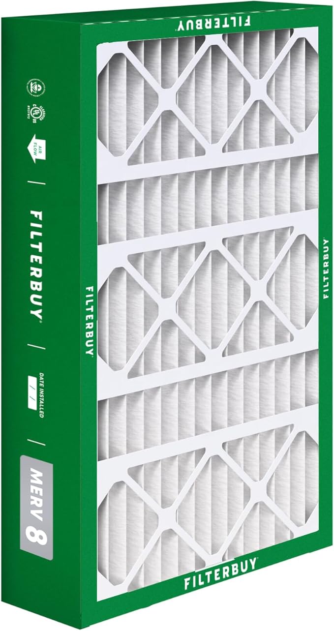 Filterbuy 15.75x27.63x3.50 Air Filter MERV 8 Essential Dust & Allergy Defense (3-Pack), Pleated HVAC AC Furnace Filters for AprilAire Space-Gard 104 & 2140 (Actual Size: 15.69 x 27.56 x 3.50)