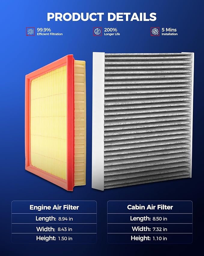 KAX Engine & Cabin Air Filter Kit, Replacement for Subaru Crosstrek 2024-2026, Impreza 2024-2026, Replace# CA12295 CF12157