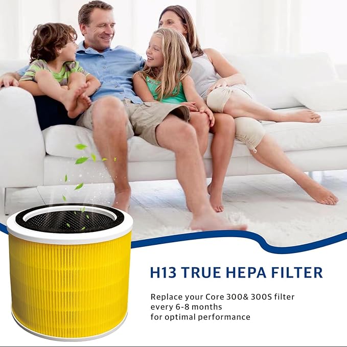 2 Pack Core 300 Pet Care Replacement Filter Compatible with LEVOIT Core 300, Core 300-P, Core 300S Air Air Purifier, 3-in-1 H13 Grade True HEPA Filter Replacement, Replace Core 300-RF-PA, Yellow