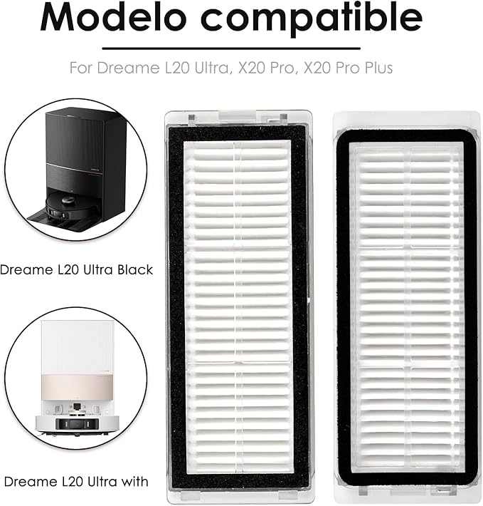 (8 Pieces) HEPA Filters Compatible for Dreametech L20 Ultra/ L30 Ultra Robot Vacuum Filter Kit, Replacement Parts 8 Filters