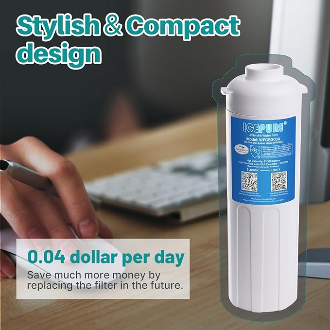 ICEPURE WFC5300A Under Sink Water Filter system, 3 Years or 22000 Gallons Ultra High Life, Replacement for ICEPURE WFS5300A Under Sink Water Filtration System, Removes Heavy Metals,Chlorine