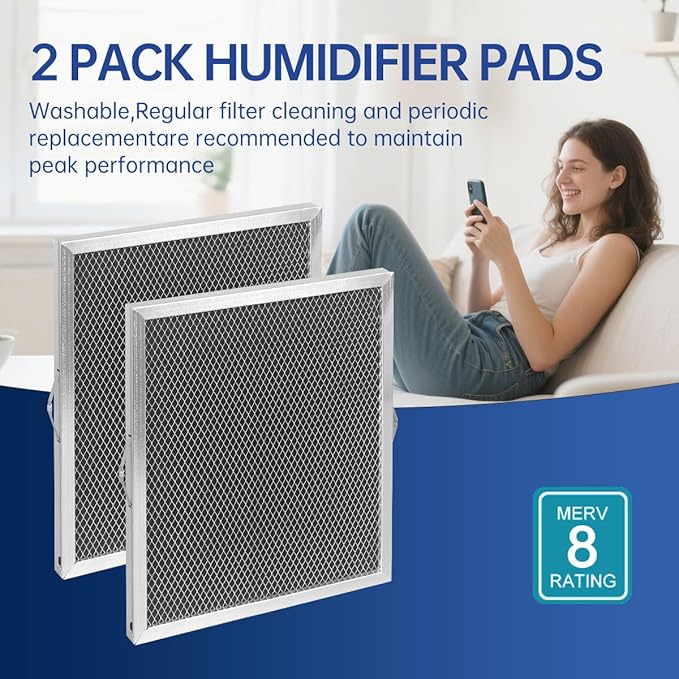 5881 Dehumidifier Filter MERV 8 Washable Compatible with Whole-House Dehumidifiers Models E100 E080 8192A and Dehumidifying Ventilator 8192A Replacement Filter 2 Packs