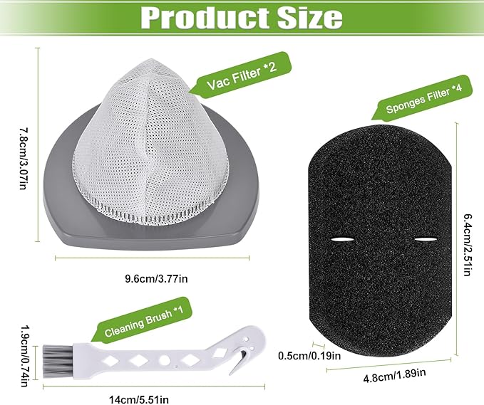 2033 Replacement Filter Compatible with Bissell Featherweight Stick Lightweight Bagless Vacuum 20331 20333 20334 20336 20339 2033M, 2 Mesh Filters 4 Foam Filters, Replace part# 1611508