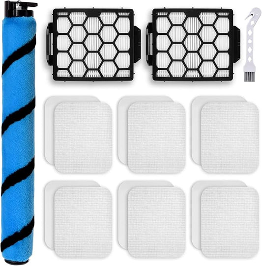 Leadaybetter UV850 Brush Filter Replacement Parts for Shark Performance Lift-Away ADV DuoClean Upright Vacuum, 1 Soft Brush Roll, 2 HEPA, 6 Foam Felt Filters, Part #1483FC2000 & XHF320 & XFFK602UKT