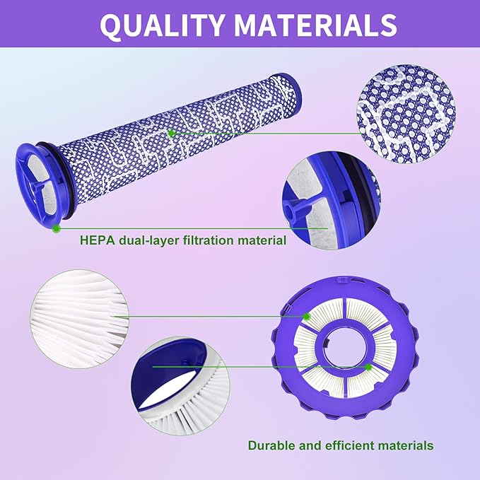 Filter Kits Compatible with Dyson DC40 UP16 UP19, 2 Post-Motor Filters & 2 Pre-Motor Filters for Light/Slim Ball Animal, Multi Floor, Origin, Total Clean Vacuum, Compare to Parts 923587-02 & 922676-01